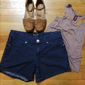 High Waisted Polka Dot 7FAM Jean shorts.
